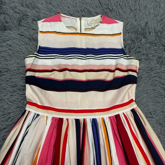 Kate Spade Striped Multicolor Sleeveless Dress Fit n Flare Size 00 - Picture 4 of 11